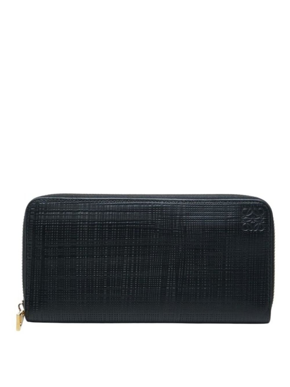 Loewe Anagram Linen Zip Around Wallet Black Leather